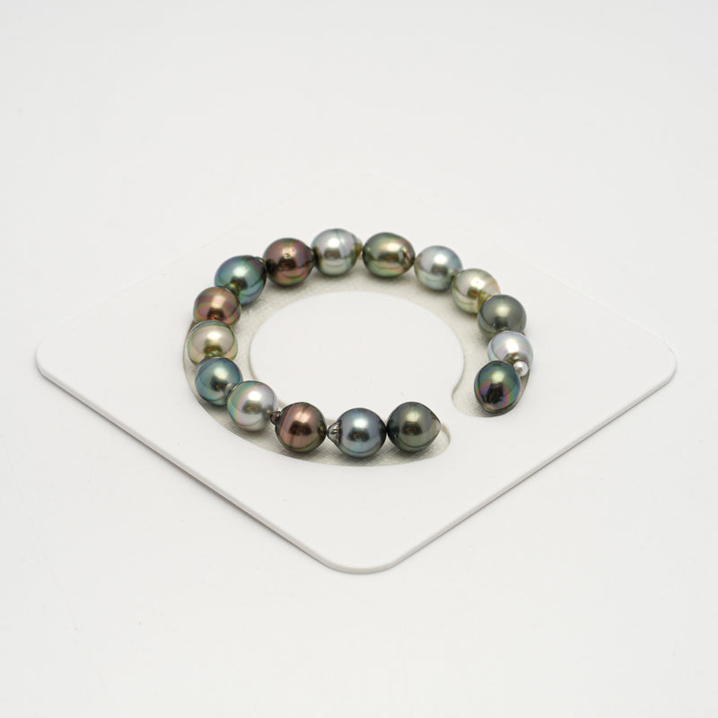 16pcs "High Luster" Multicolor 9-10mm - SB AAA Quality Tahitian Pearl Bracelet BR2190 HL3