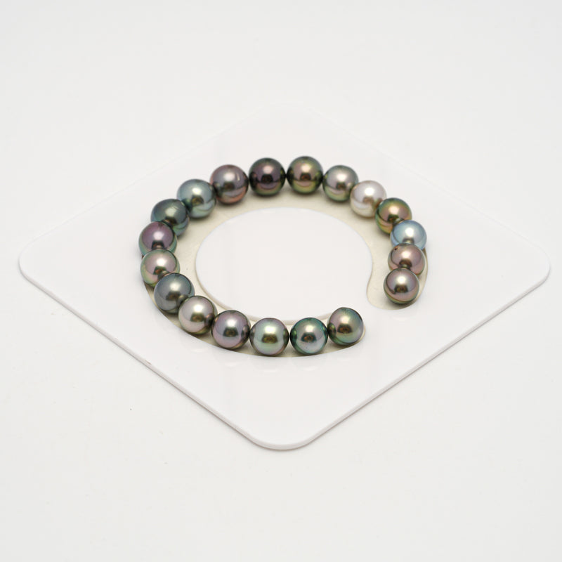 19pcs "High Luster" Multicolor 9-10mm - SR/NR AAA/AA Quality Tahitian Pearl Bracelet BR2228 OR10