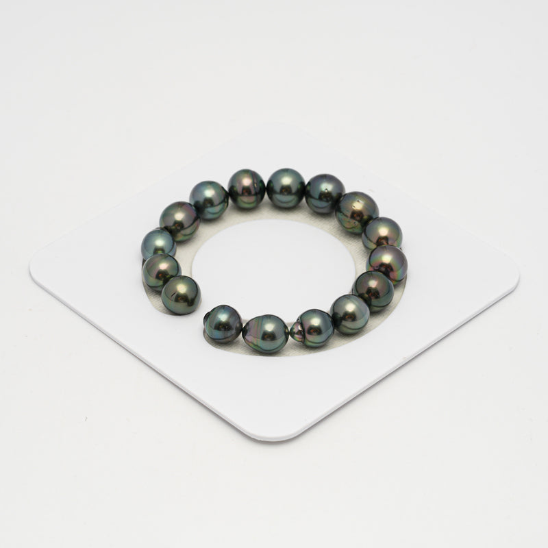 16pcs Dark Green 10-12mm - SB AAA/AA/A Quality Tahitian Pearl Bracelet BR2239 HL3