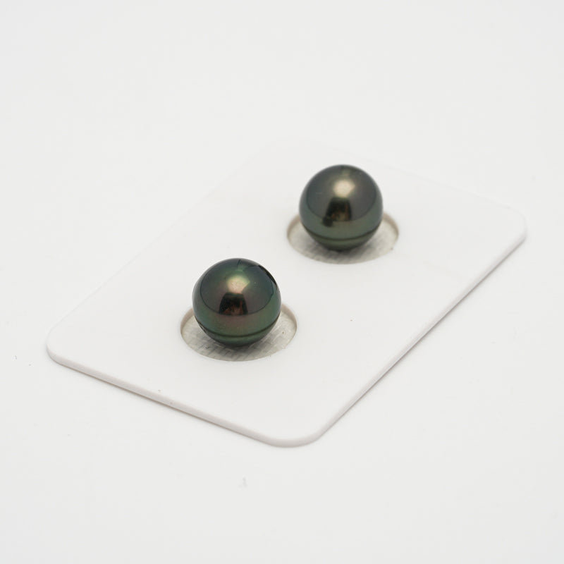 2pcs Green Cherry 9.3mm - RSR AAA Quality Tahitian Pearl Pair ER1532