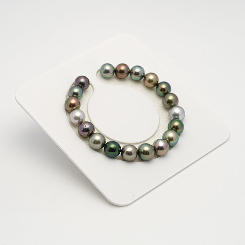 19pcs "High Luster" Multicolor 9-10mm - SR AAA/AA Quality Tahitian Pearl Bracelet BR2181 OR10