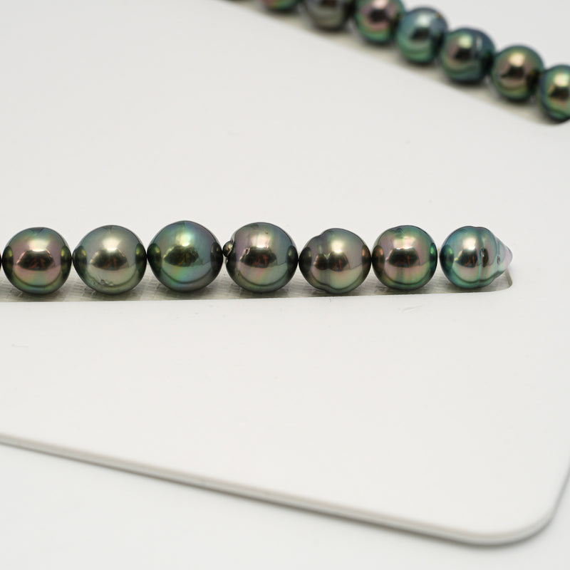 46pcs "High Luster" Green 8-10mm - SB AAA/AA Quality Tahitian Pearl Necklace NL1612 HL3