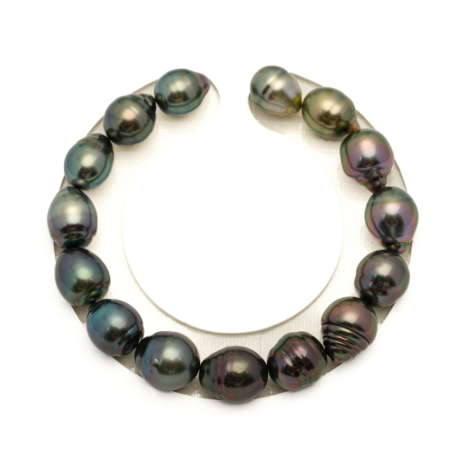 15pcs "High Luster" Green Cherry 9-11mm - CL/SB AAA Quality Tahitian Pearl Bracelet BR2483 LP2