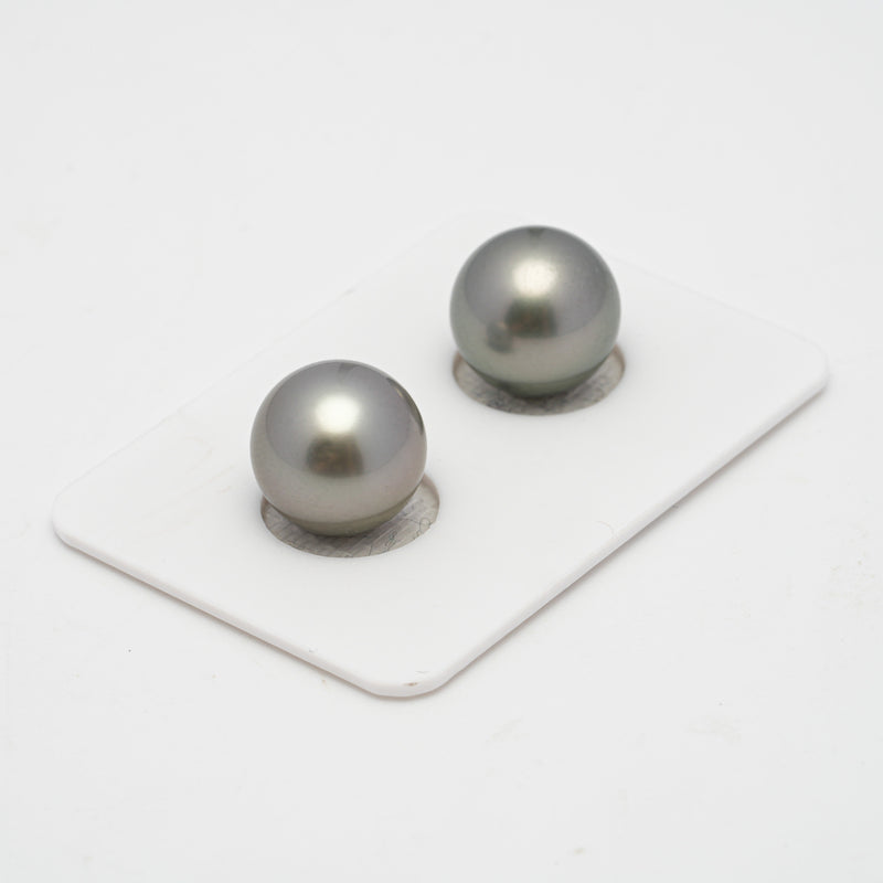 2pcs Silver 12mm - RSR AAA Quality Tahitian Pearl Pair ER1424 THMix1