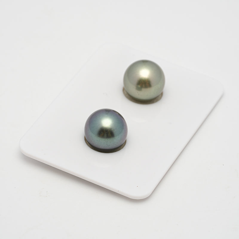 2pcs "High Luster" Light Green 10.5-10.7mm - RSR TOP/AAA Quality Tahitian Pearl Pair ER1458 OR6