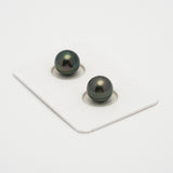 2pcs Green Cherry 9.3mm - RSR AAA Quality Tahitian Pearl Pair ER1532