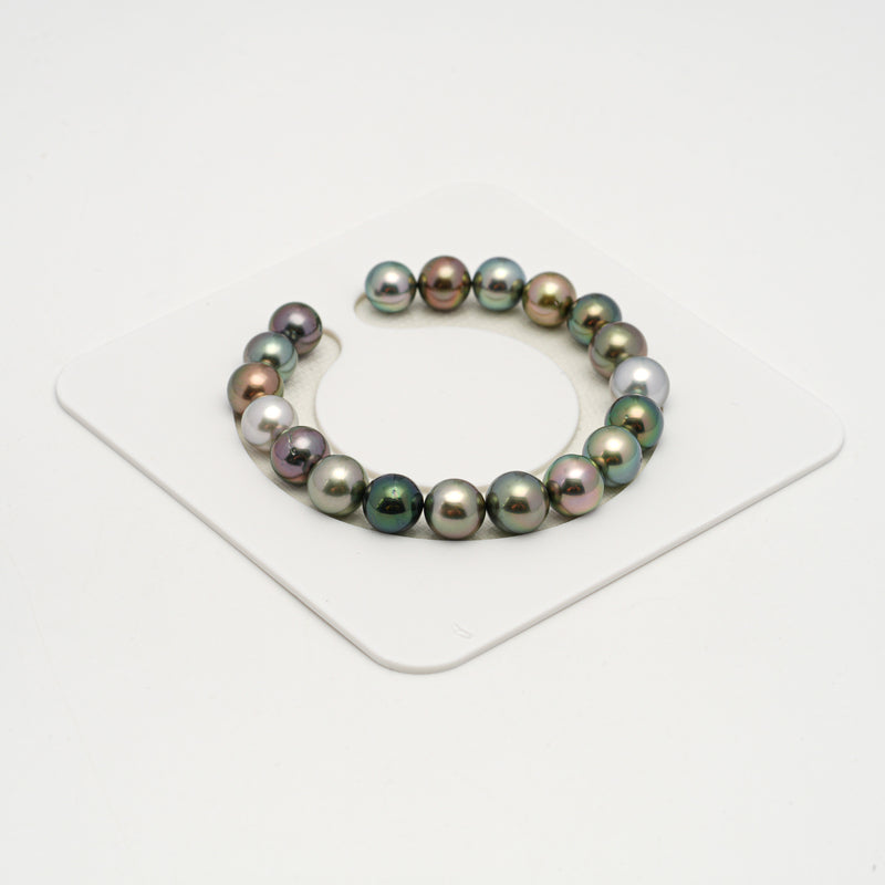 19pcs "High Luster" Multicolor 9-10mm - SR AAA/AA Quality Tahitian Pearl Bracelet BR2181 OR10