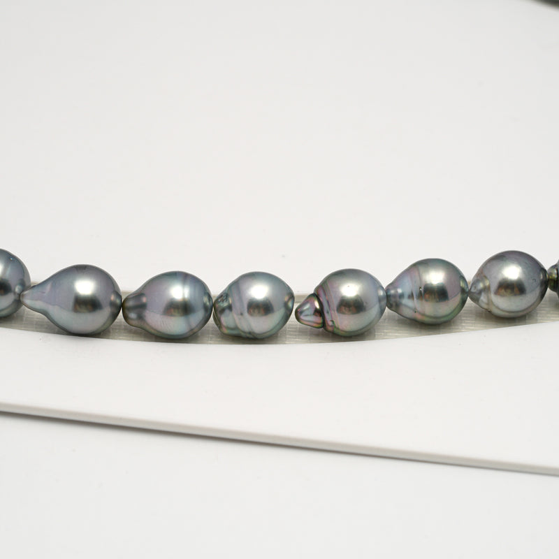 36pcs "High Luster" Silver Mix 9-11mm - CL/SB AAA/AA Quality Tahitian Pearl Necklace NL1599 HL3