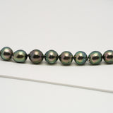 46pcs "High Luster" Green 8-10mm - SB AAA/AA Quality Tahitian Pearl Necklace NL1612 HL3