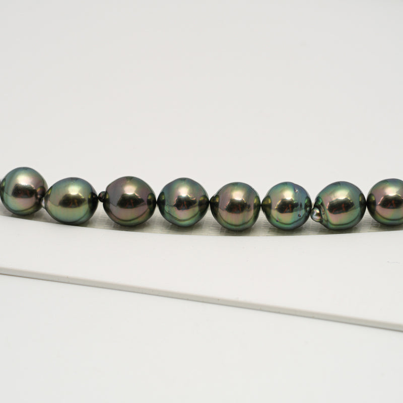 46pcs "High Luster" Green 8-10mm - SB AAA/AA Quality Tahitian Pearl Necklace NL1612 HL3