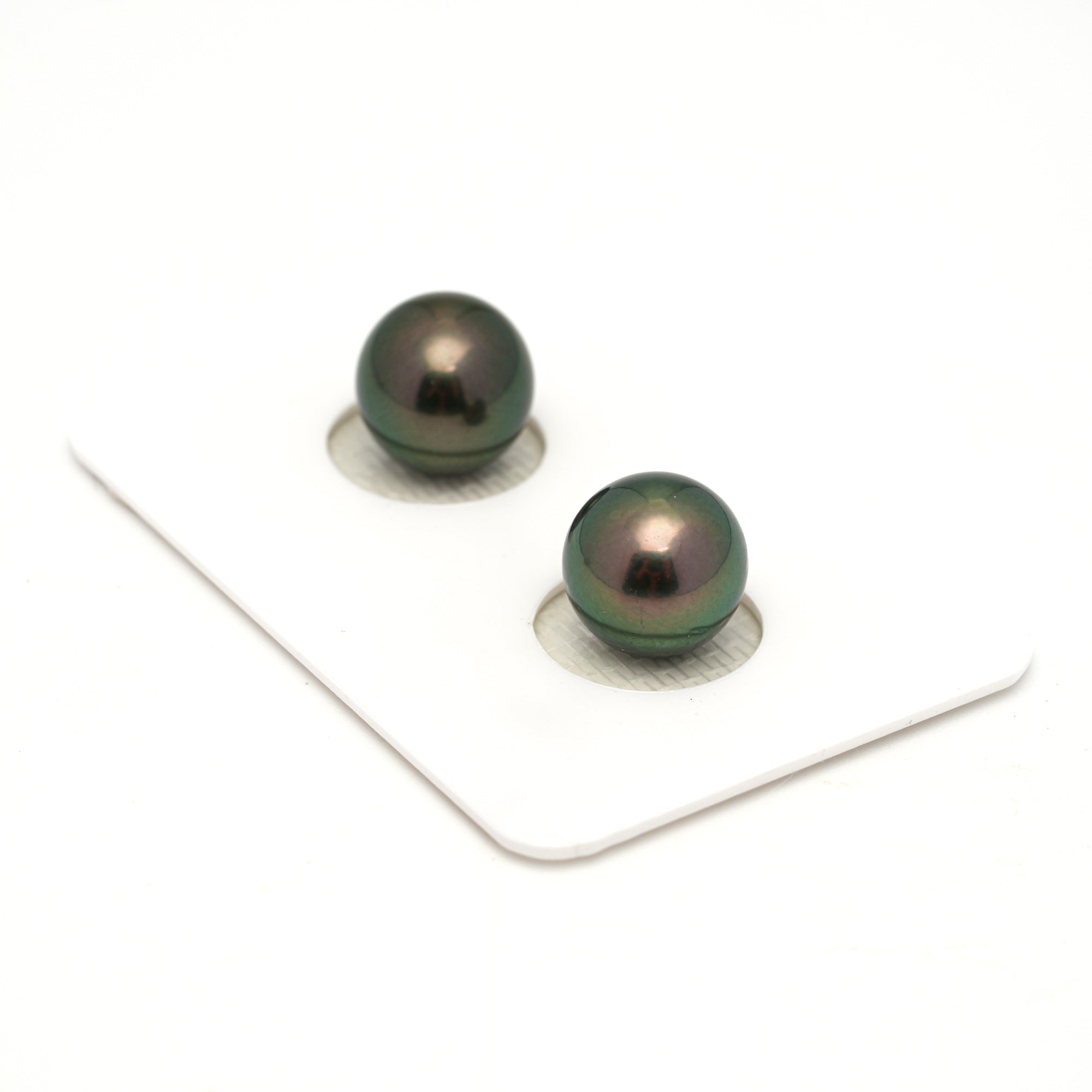 2pcs Peacock 9.9-10mm - RSR AAA Quality Tahitian Pearl Pair ER1752 OR13