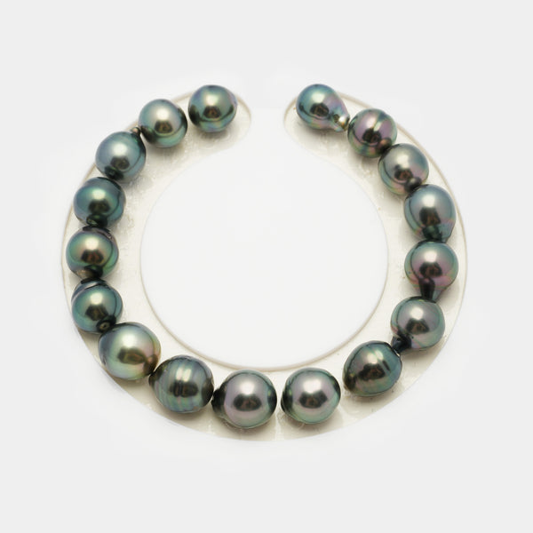 17pcs "Mid Luster" Green 8-10mm - CL/SB AAA/AA Quality Tahitian Pearl Bracelet BR2023 OR7