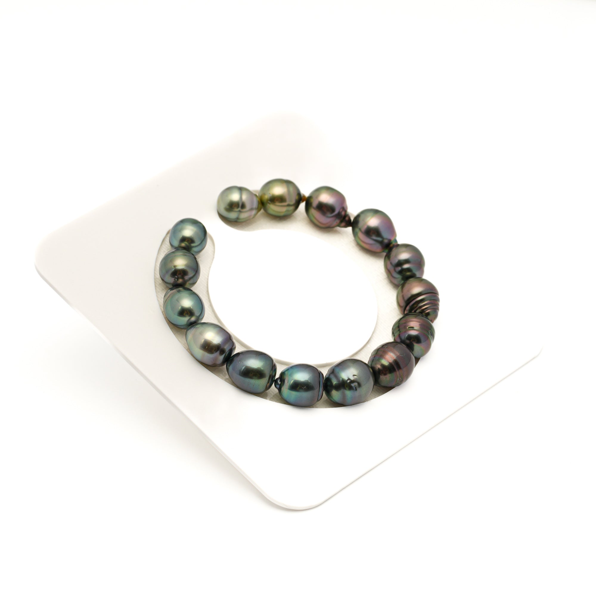 15pcs "High Luster" Green Cherry 9-11mm - CL/SB AAA Quality Tahitian Pearl Bracelet BR2483 LP2