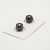 2pcs Green Cherry 9.3mm - RSR AAA Quality Tahitian Pearl Pair ER1532