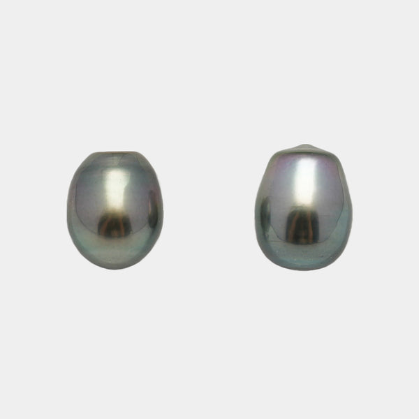 2pcs Green 10.7-10.8mm - SBQ AAA/AA Quality Tahitian Pearl Pair ER1545 A101