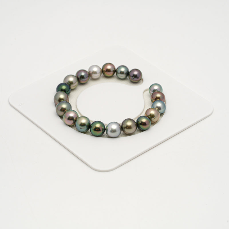 19pcs "High Luster" Multicolor 9-10mm - SR AAA/AA Quality Tahitian Pearl Bracelet BR2181 OR10