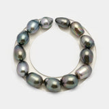 13pcs Green Mix 9-12mm - SB AAA Quality Tahitian Pearl Bracelet BR2229 THMIX2.6