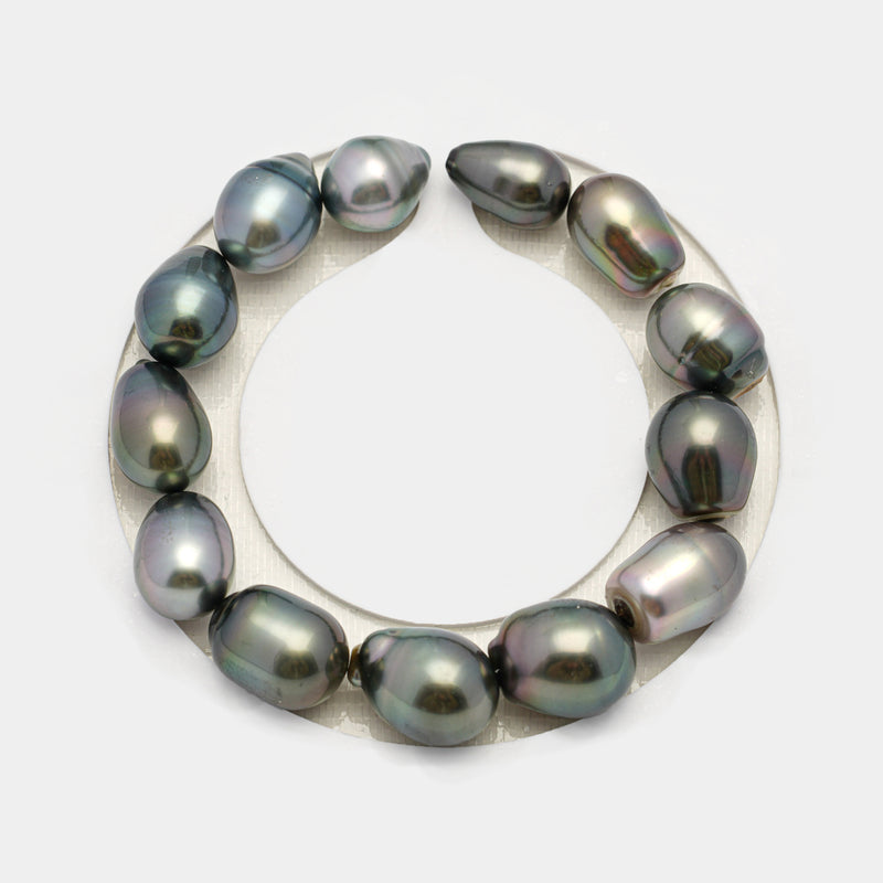 13pcs Green Mix 9-12mm - SB AAA Quality Tahitian Pearl Bracelet BR2229 THMIX2.6