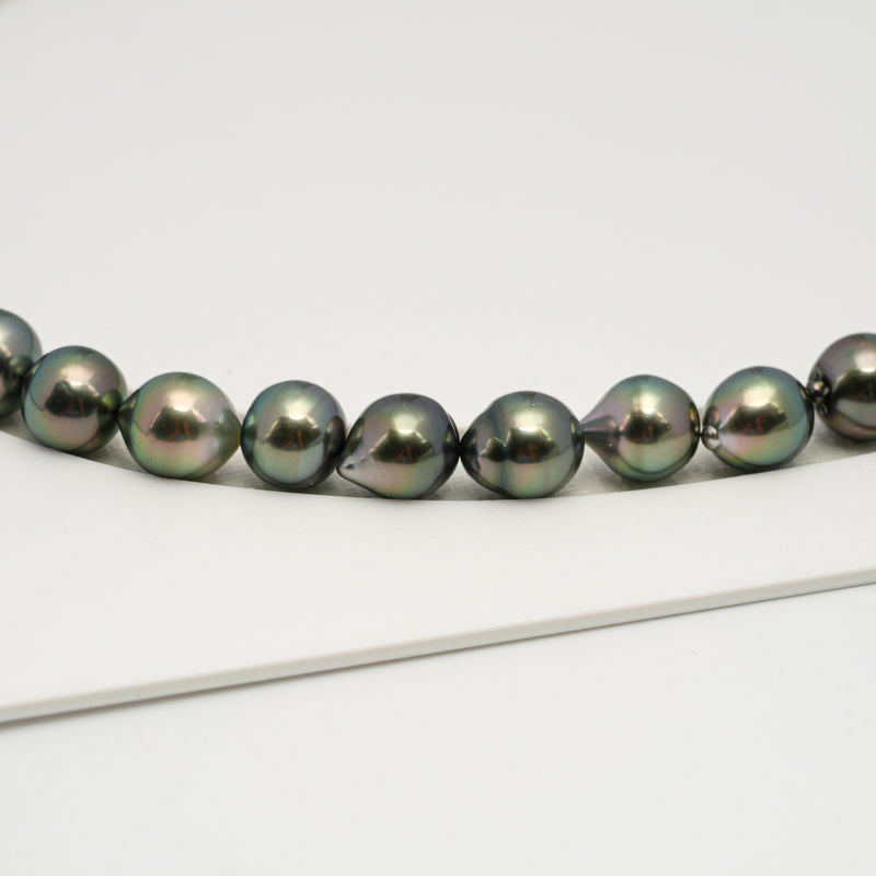 46pcs "High Luster" Green 8-10mm - SB AAA/AA Quality Tahitian Pearl Necklace NL1612 HL3