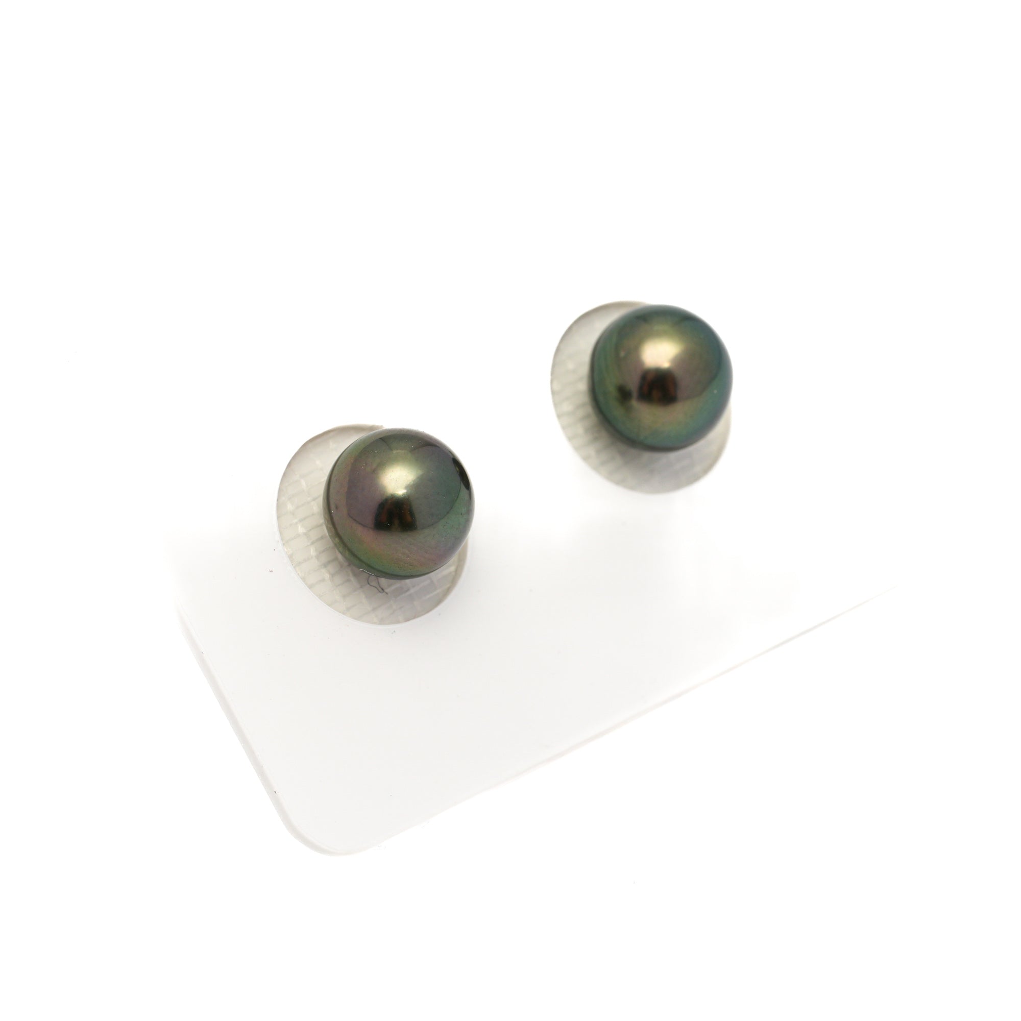 2pcs "High Luster" Green 8.8-8.9mm - RSR AAA/AA Quality Tahitian Pearl Pair ER1749 OR13