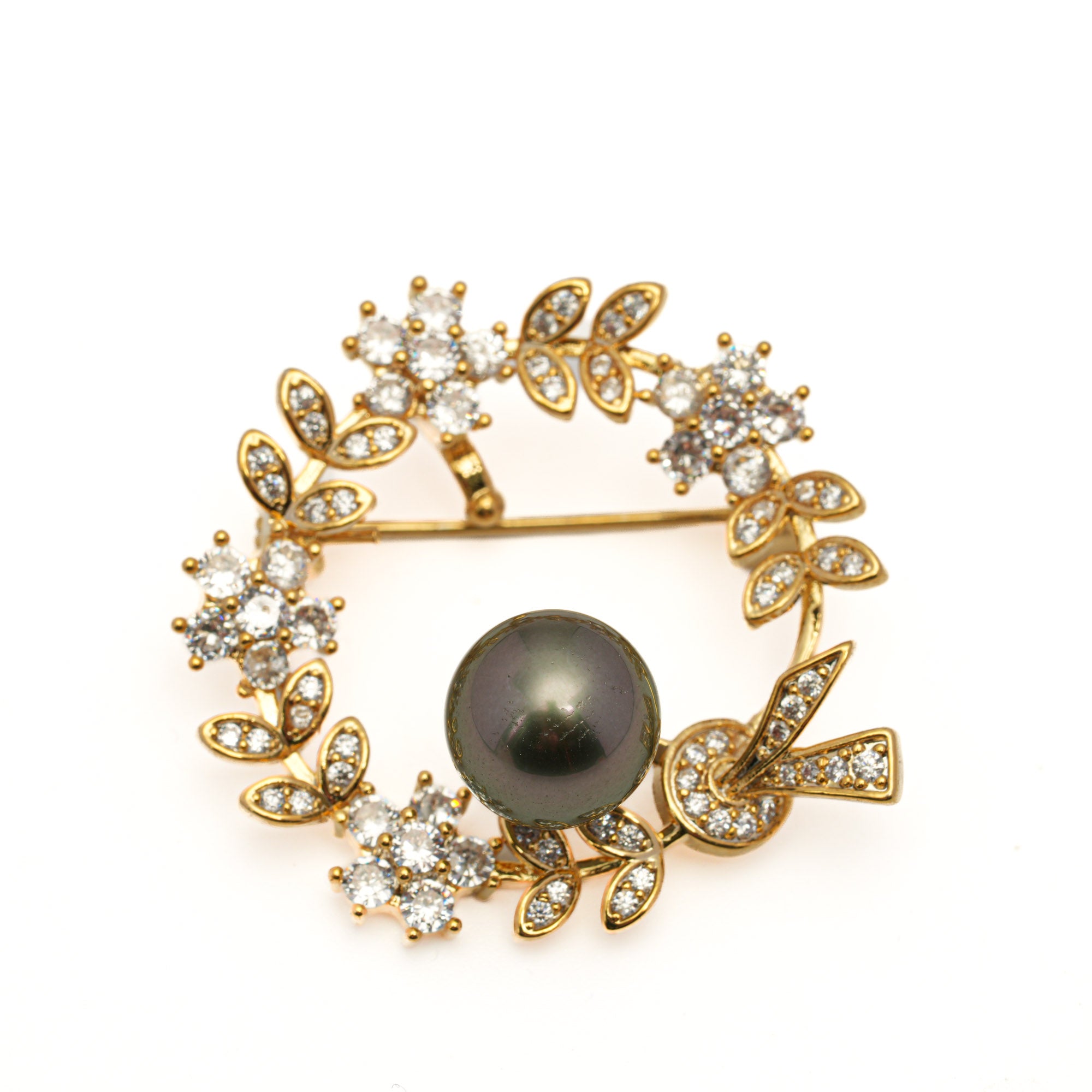 1pcs Tahitian Pearl Brooch 925 Silver SHM2051 THMIX4