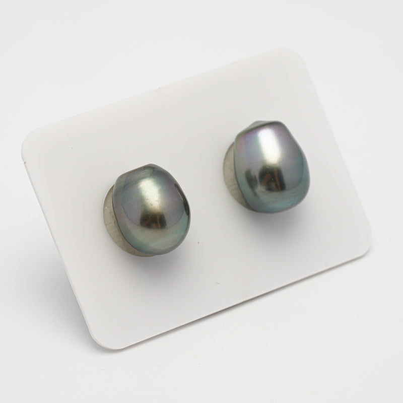 2pcs Green 10.7-10.8mm - SBQ AAA/AA Quality Tahitian Pearl Pair ER1545 A101