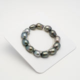 13pcs Green Mix 9-12mm - SB AAA Quality Tahitian Pearl Bracelet BR2229 THMIX2.6