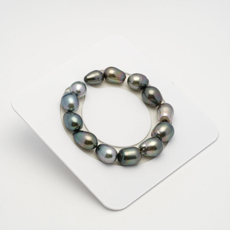 13pcs Green Mix 9-12mm - SB AAA Quality Tahitian Pearl Bracelet BR2229 THMIX2.6