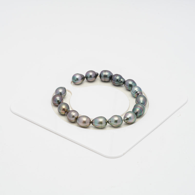 16pcs "High Luster" Multicolor 8-9mm - SB AAA/AA Quality Tahitian Pearl Bracelet BR2043 OR7