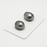 2pcs Green 10.7-10.8mm - SBQ AAA/AA Quality Tahitian Pearl Pair ER1545 A101