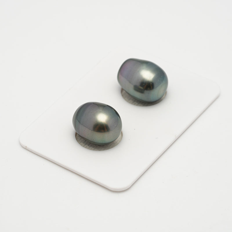 2pcs Green 10.7-10.8mm - SBQ AAA/AA Quality Tahitian Pearl Pair ER1545 A101