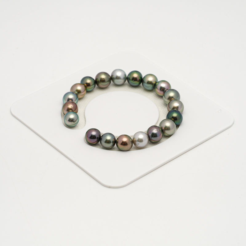 19pcs "High Luster" Multicolor 9-10mm - SR AAA/AA Quality Tahitian Pearl Bracelet BR2181 OR10