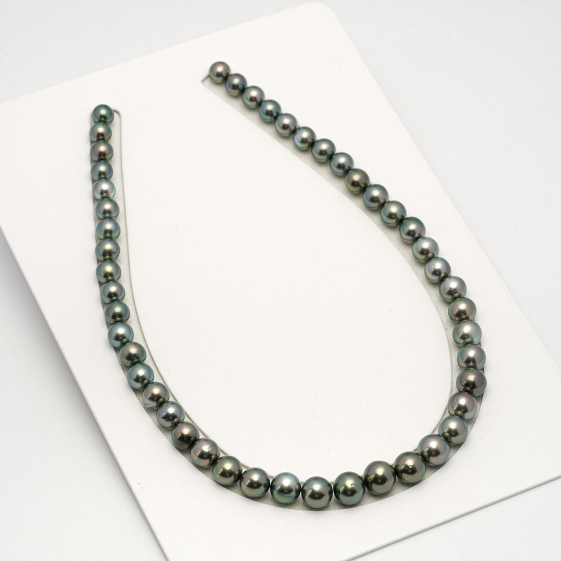 47pcs "High Luster" Green 8-11mm - SR/NR AAA/AA Quality Tahitian Pearl Necklace NL1591 OR10