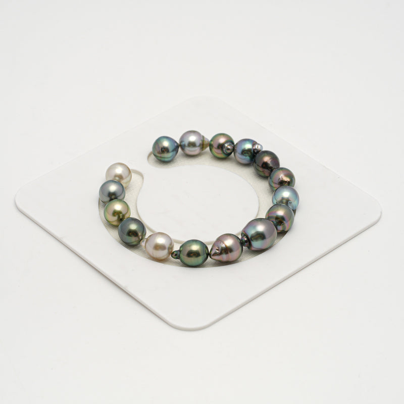 16pcs "High Luster" Multicolor 9-11mm - SB AAA Quality Tahitian Pearl Bracelet BR2192 HL3