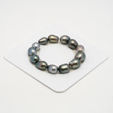 13pcs Green Mix 9-12mm - SB AAA Quality Tahitian Pearl Bracelet BR2229 THMIX2.6