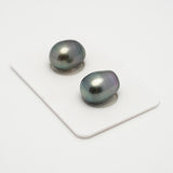 2pcs Green 10.7-10.8mm - SBQ AAA/AA Quality Tahitian Pearl Pair ER1545 A101