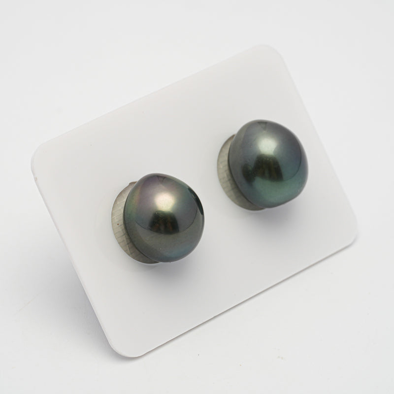 2pcs Green 11.8mm - SB AAA Quality Tahitian Pearl Pair ER1459 HL1