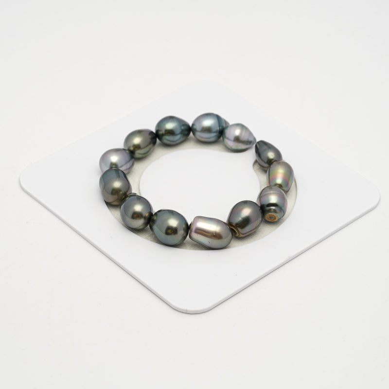 13pcs Green Mix 9-12mm - SB AAA Quality Tahitian Pearl Bracelet BR2229 THMIX2.6