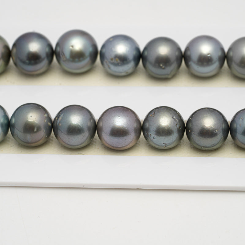 39pcs Gray Blue 10-13mm - SR/NR AA/A Quality Tahitian Pearl Necklace NL1592 THMIX3