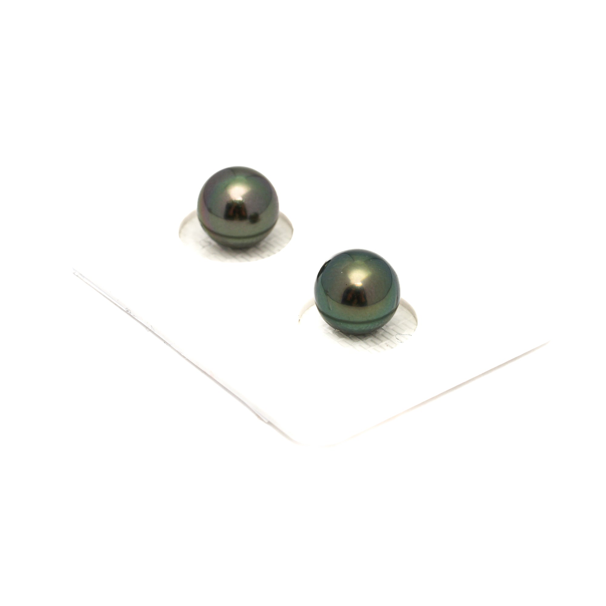 2pcs "High Luster" Green 8.8-8.9mm - RSR AAA/AA Quality Tahitian Pearl Pair ER1749 OR13