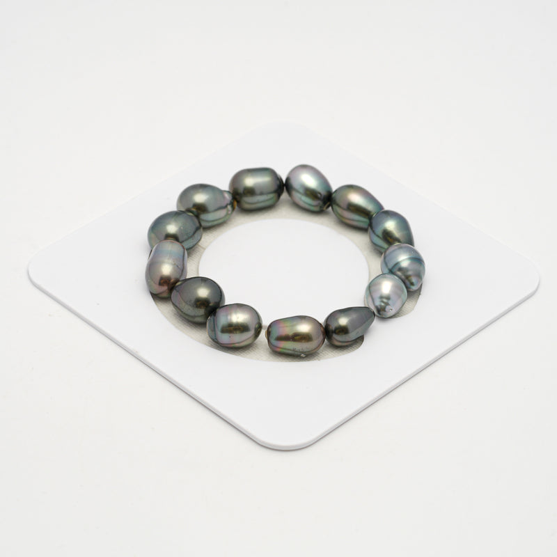 13pcs Green Mix 9-12mm - SB AAA Quality Tahitian Pearl Bracelet BR2229 THMIX2.6