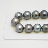 39pcs Gray Blue 10-13mm - SR/NR AA/A Quality Tahitian Pearl Necklace NL1592 THMIX3