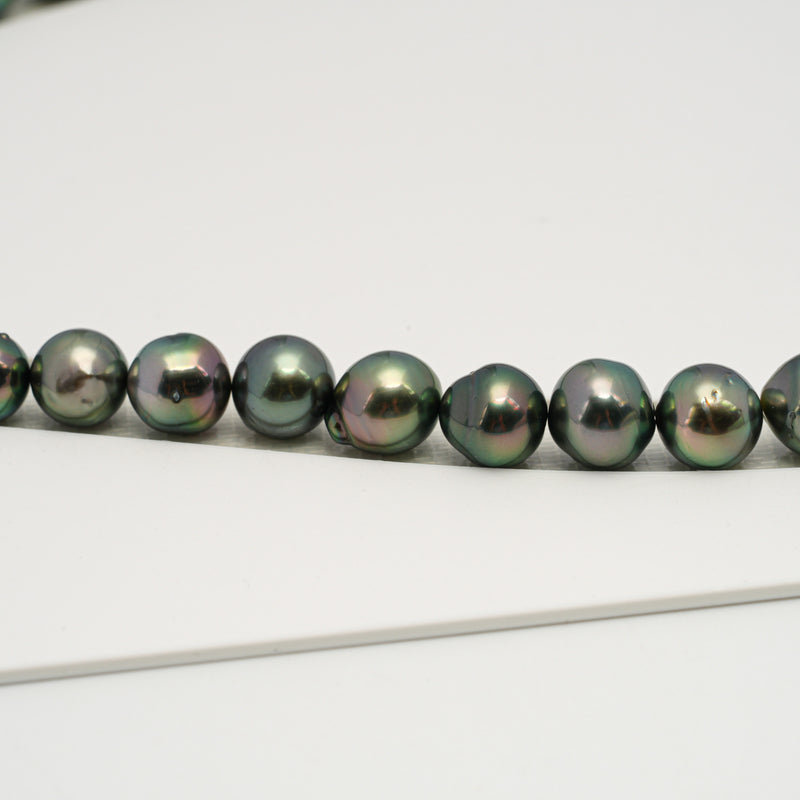 46pcs "High Luster" Green 8-10mm - SB AAA/AA Quality Tahitian Pearl Necklace NL1612 HL3