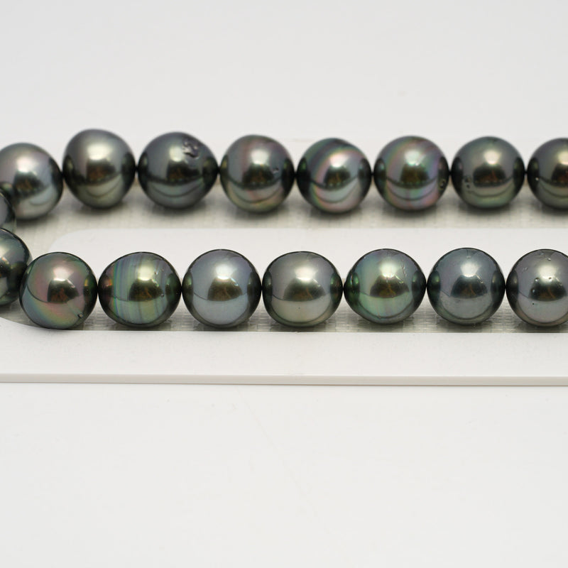 41pcs Blue Green 10-11mm - SB AA/AAA Quality Tahitian Pearl Necklace NL1642 HL3