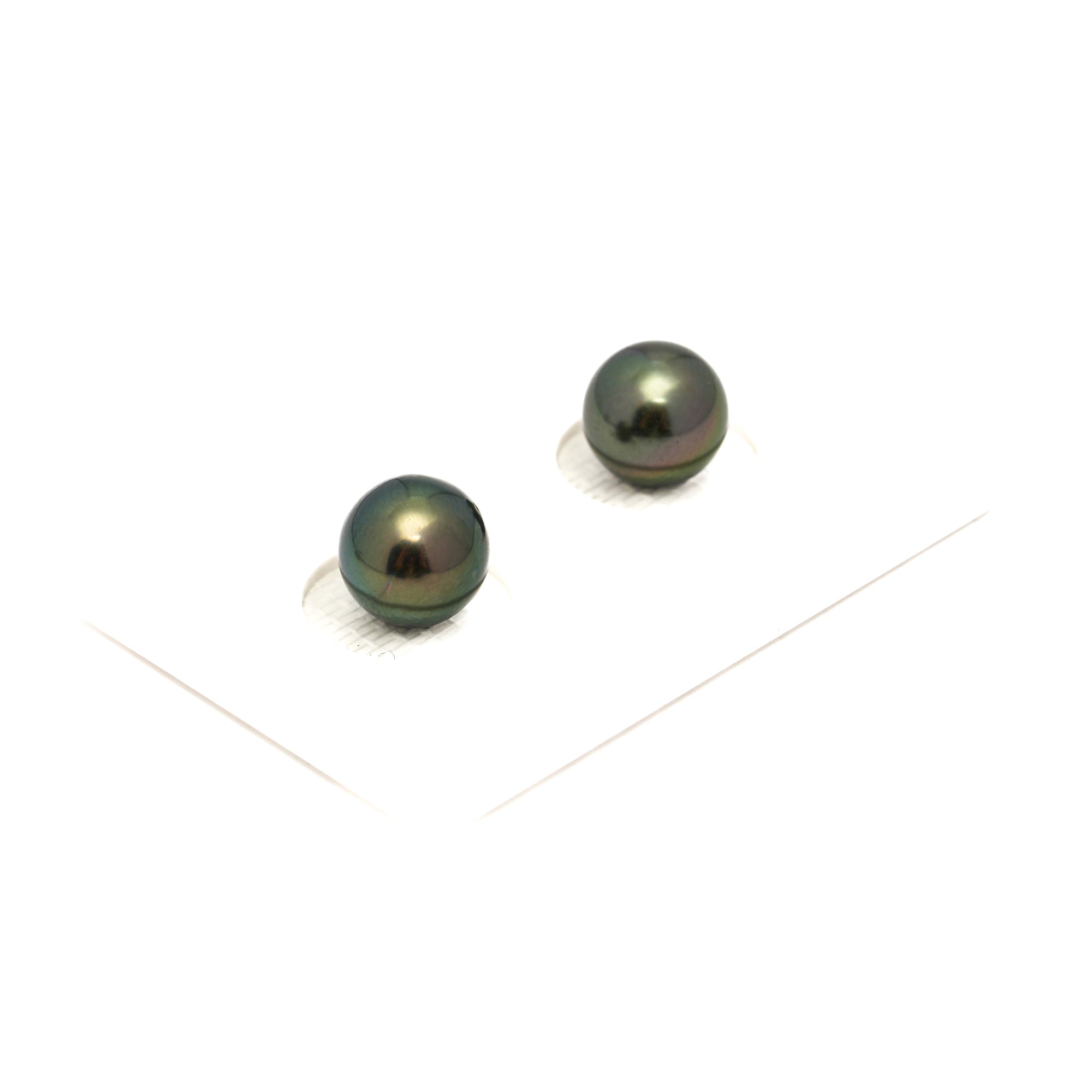 2pcs "High Luster" Green 8.8-8.9mm - RSR AAA/AA Quality Tahitian Pearl Pair ER1749 OR13