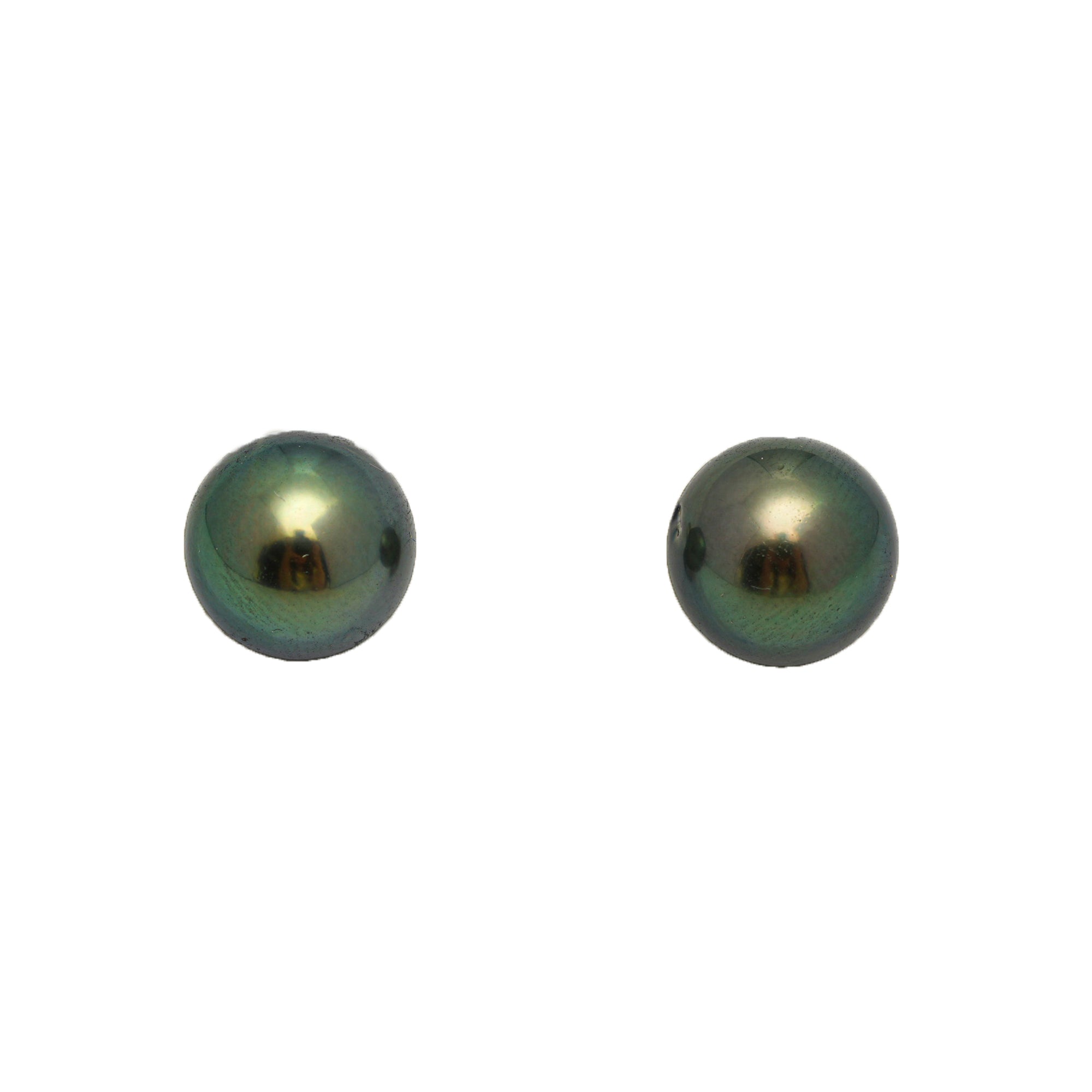 2pcs "High Luster" Blue Green 9.9mm - RSR AAA/AA Quality Tahitian Pearl Pair ER1775 OR13