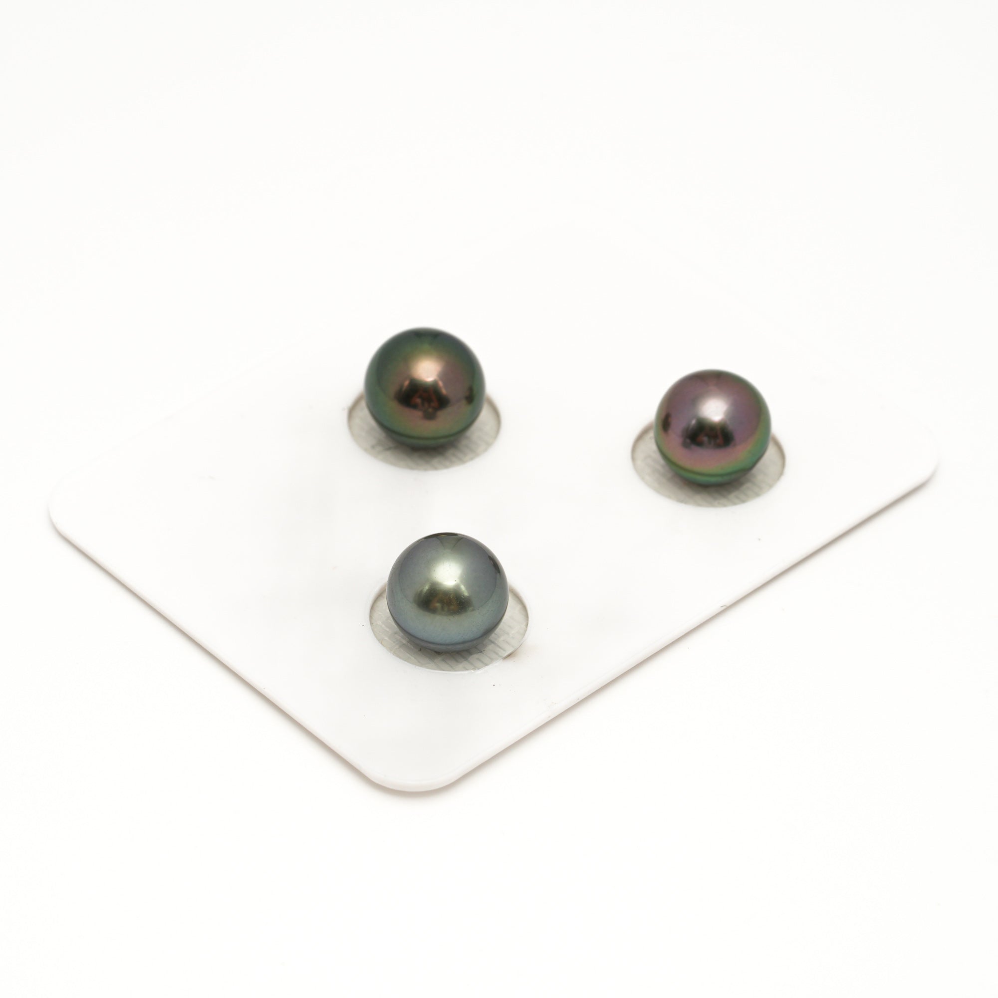 3pcs Multicolor 9.3-9.6mm - SR/NR AAA Quality Tahitian Pearl Trio Set ER1844 OR13