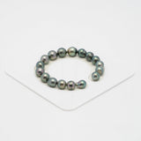 17pcs "Mid Luster" Green 8-10mm - CL/SB AAA/AA Quality Tahitian Pearl Bracelet BR2023 OR7