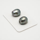 2pcs Green 10.7-10.8mm - SBQ AAA/AA Quality Tahitian Pearl Pair ER1545 A101