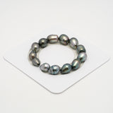 13pcs Green Mix 9-12mm - SB AAA Quality Tahitian Pearl Bracelet BR2229 THMIX2.6